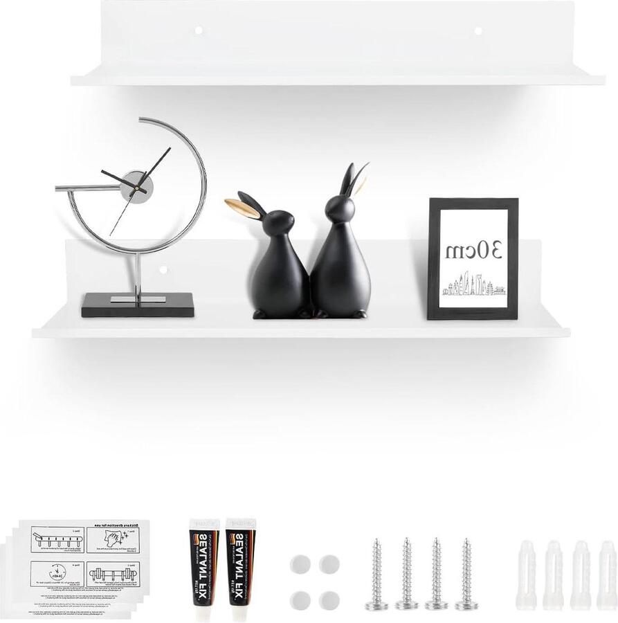 30 cm mat wit metaal zwevend wandrek doucheplank zonder boren wandplank om te plakken hangrek boekenplank badkamer woonkamer slaapkamer