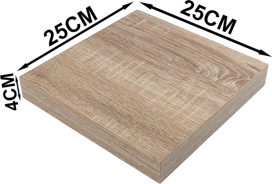Wandrek 25 x 25 x 4 cm antiek eikenhout onzichtbare bevestiging decoratieve opbergplanken ideaal voor woonkamer slaapkamer hal enz