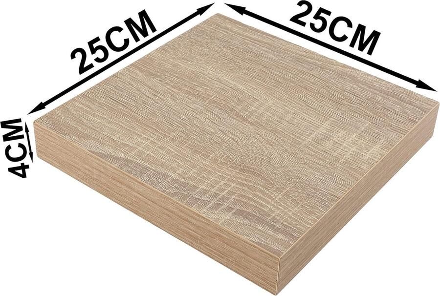 Wandrek 25 x 25 x 4 cm wit eiken zwevend rek onzichtbare bevestiging decoratieve opbergplanken ideaal voor woonkamer slaapkamer hal enz
