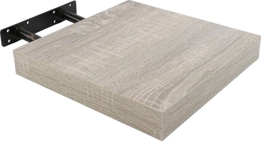Wandrek 25 x 25 x 4 cm zwevende wandplank grijze eiken kleur wandplank onzichtbare fixatie planken decoratief maximale belasting 5kg