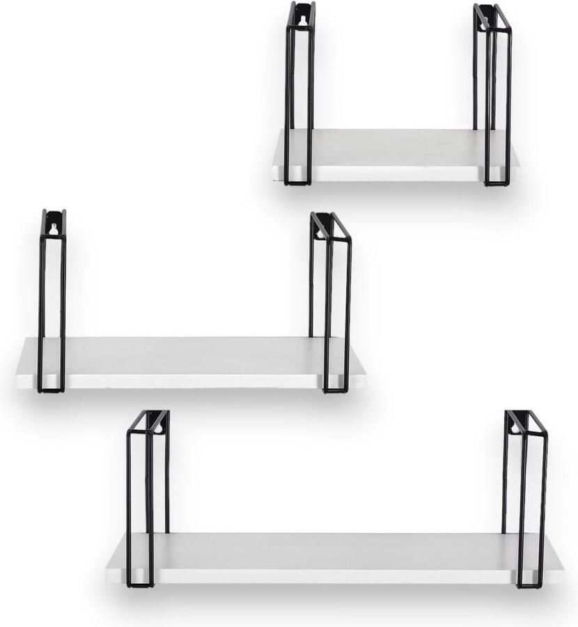 Wandrek 3-delige set modern decoratie 3 stuks hout 43 33 23 cm