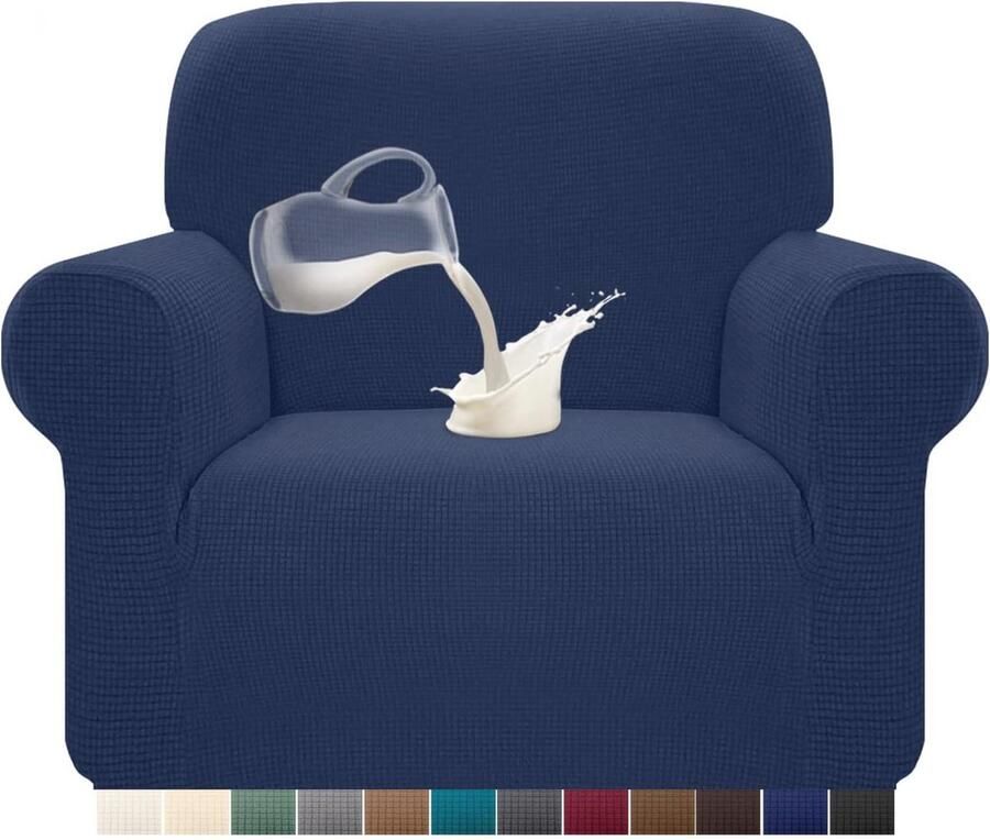 Waterdichte Stretch Bankovertrek Anti-slip Rekbaar en Kreukvrij voor 1-zits Banken Donkerblauw