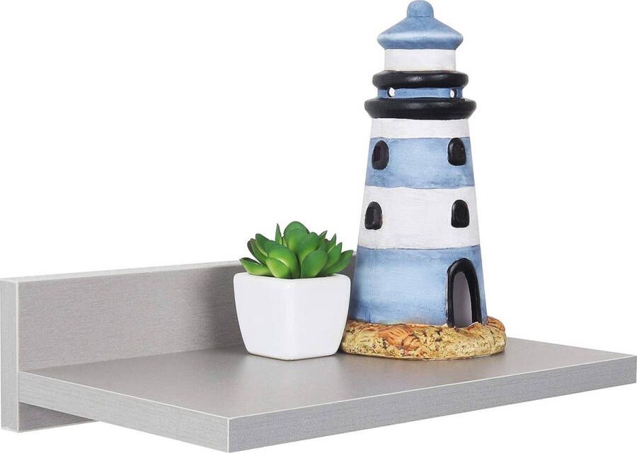 Wandrek 30 x 8 x 19 cm grijs spaanplaat van hout hangeral WM057-PL wandrek boekenrek fotorek keukenrek hangende wandplank plank twee rek