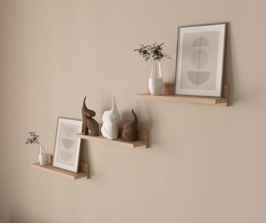 Wandrek 39 cm zwevende plank 3 Sonoma planken om vast te schroeven hangend wandrek set van 3 voor slaapkamer badkamer woonkamer keuken thuiskantoor