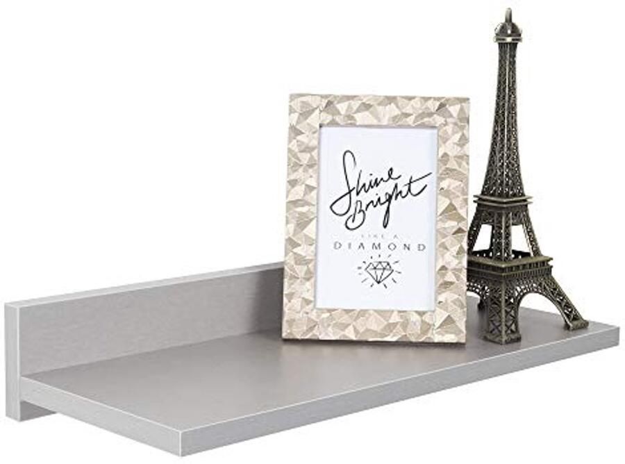 Wandrek 45 x 8 x 19 cm Hangend Boekenrek Fotorek en Keukenrek Zwevend Plankplank in Grijs