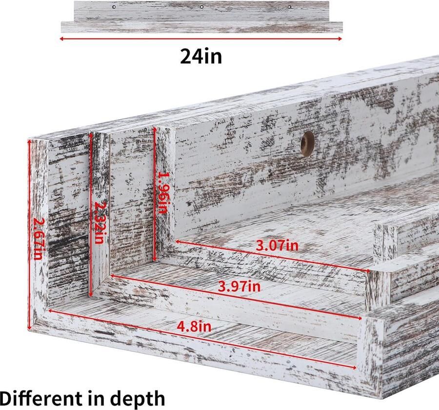 Wandrek 60 cm 3 stuks zwevende houten wandplank rustiek voor slaapkamer kantoor woonkame