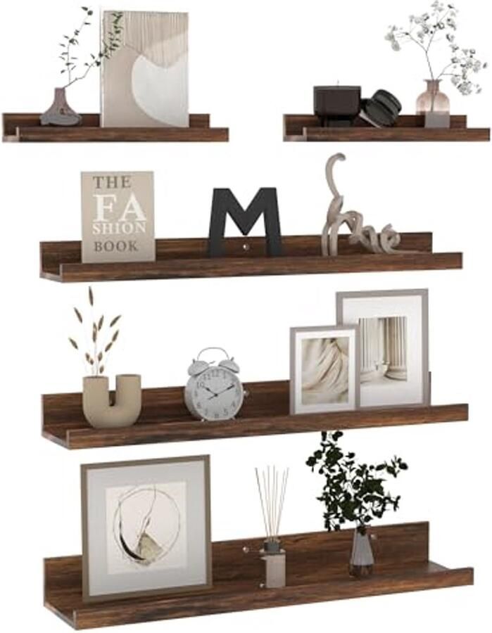 Wandrek 60 cm rustiek bruin 5 stuks zwevende planken voor multifunctionele toepassingen in woonkamer keuken badkamer en werkkamer
