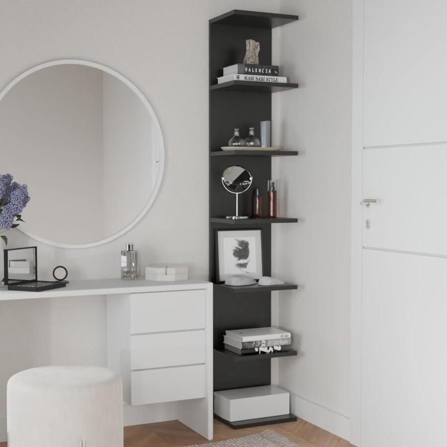 Wandrek- 7 planken- Zwart