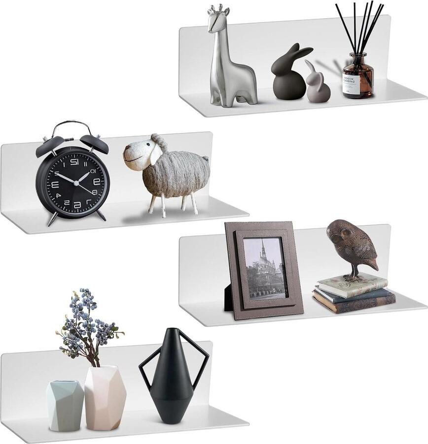 Wandrek acryl badkamerrek zelfklevend 4 stuks wit voor woonkamer slaapkamer hal keuken kantoor Wandrek