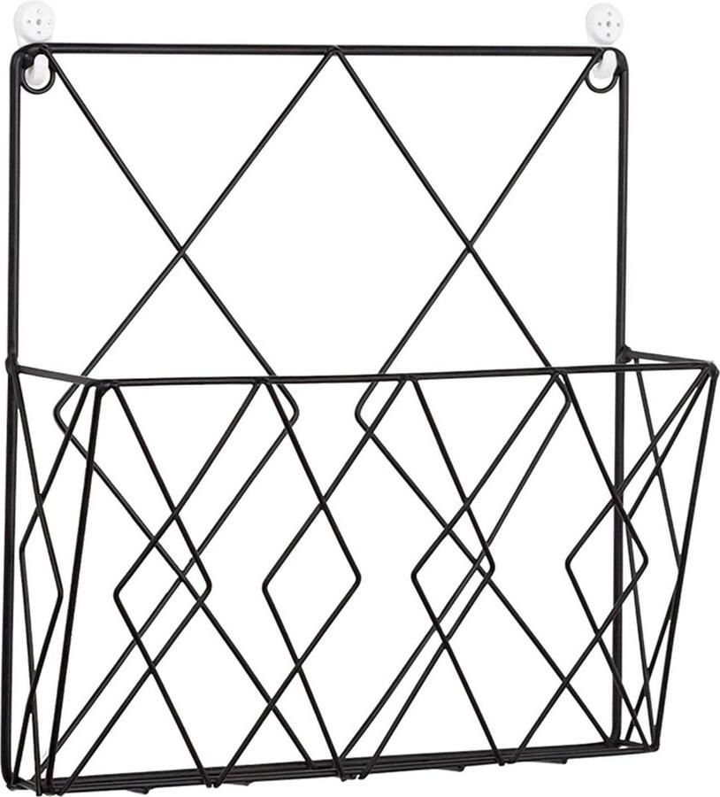 Wandrek boekenkast tijdschriftenverzamelaar tijdschriftenhouder wandhouder krantenhouder wandmand ijzeren rek voor kantoor woonkamer zwart - Foto 2