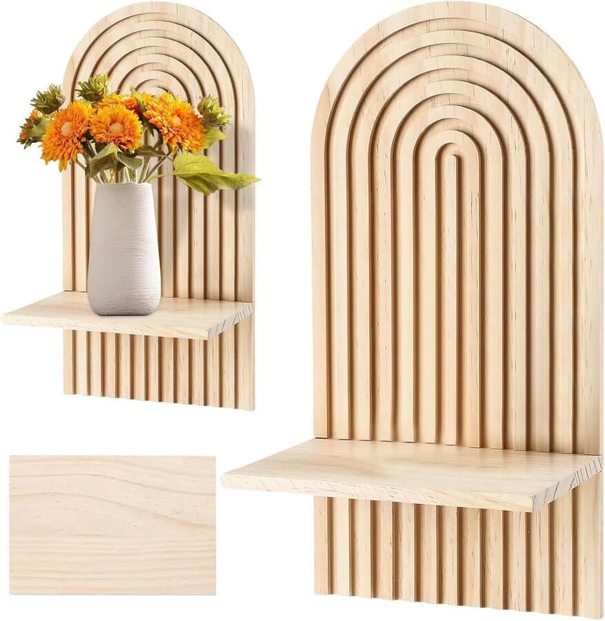 Wandrek Boho-decoratie voor woonkamer Houten plank Rond