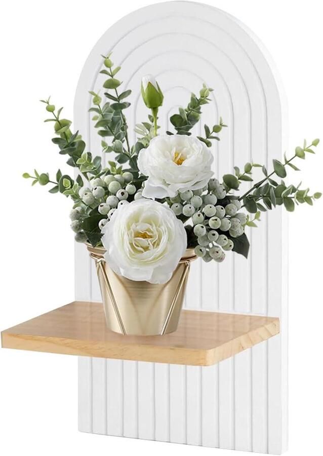 Wandrek Boho Hout Weinig ruimte Wit 35 x 18 cm