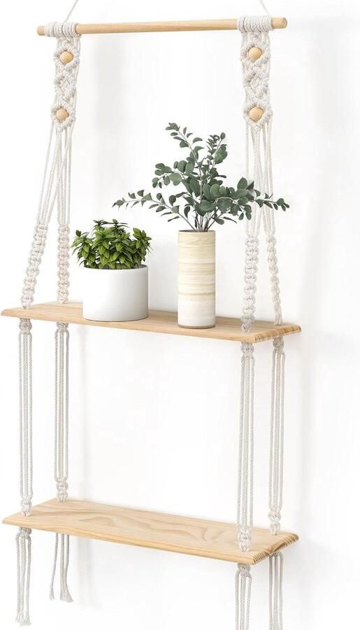 Wandrek Boho Stijl Chic Wanddecoratie 2 Stuks Hout Natuurlijk