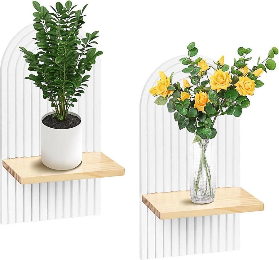 Wandrek Boho wanddecoratie Set van 2 Wit Hout