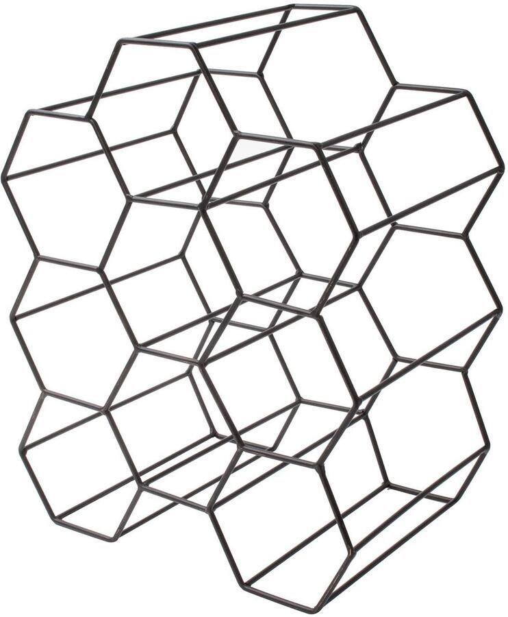 Wandrek Casier Flessen Zwart Honingraat Metaal – HOME DECO FACTORY KA3041