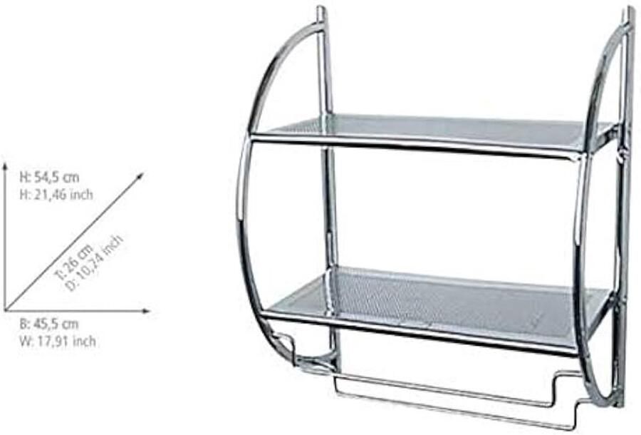 Wandrek Chroom 2 planken 1 stuk Staal 45 5 x 54 5 x 26 cm