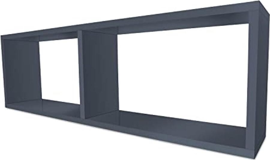 Wandrek Compact Wandplank met 2 Vakken Hangend Boekenkastje voor Woonkamer Slaapkamer en Keuken