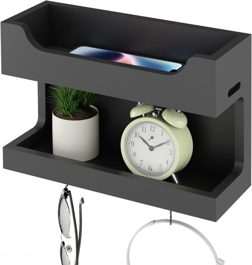 Wandrek-Double Drawer Bedside Wall Storage Shelf Rack-c