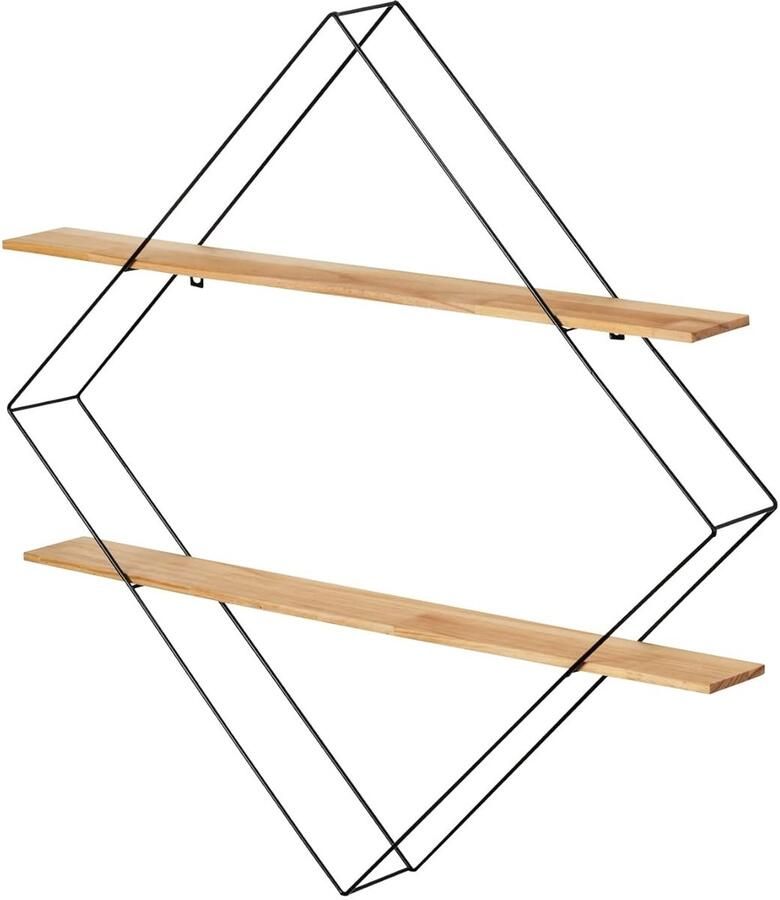 Wandrek Geo Modern design 1 stuk zwart bruin grenenhout