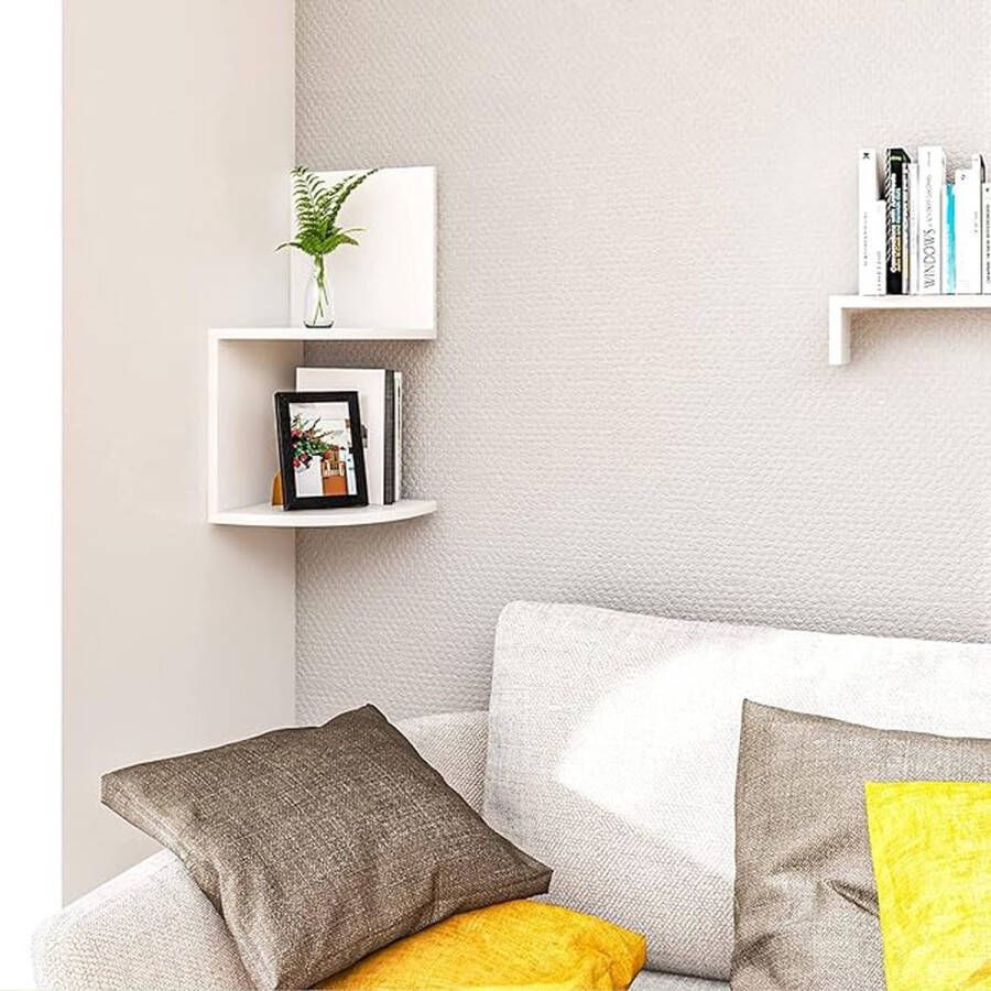 Wandrek Hoekplank stabiele plank voor presentatie voor woonkamer Veelzijdige wandrek 25D x 25W x 52.4H centimetres set of 2