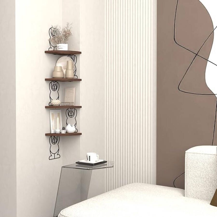 Wandrek Hoekplank stabiele plank voor presentatie voor woonkamer Veelzijdige wandrek 4 Tier
