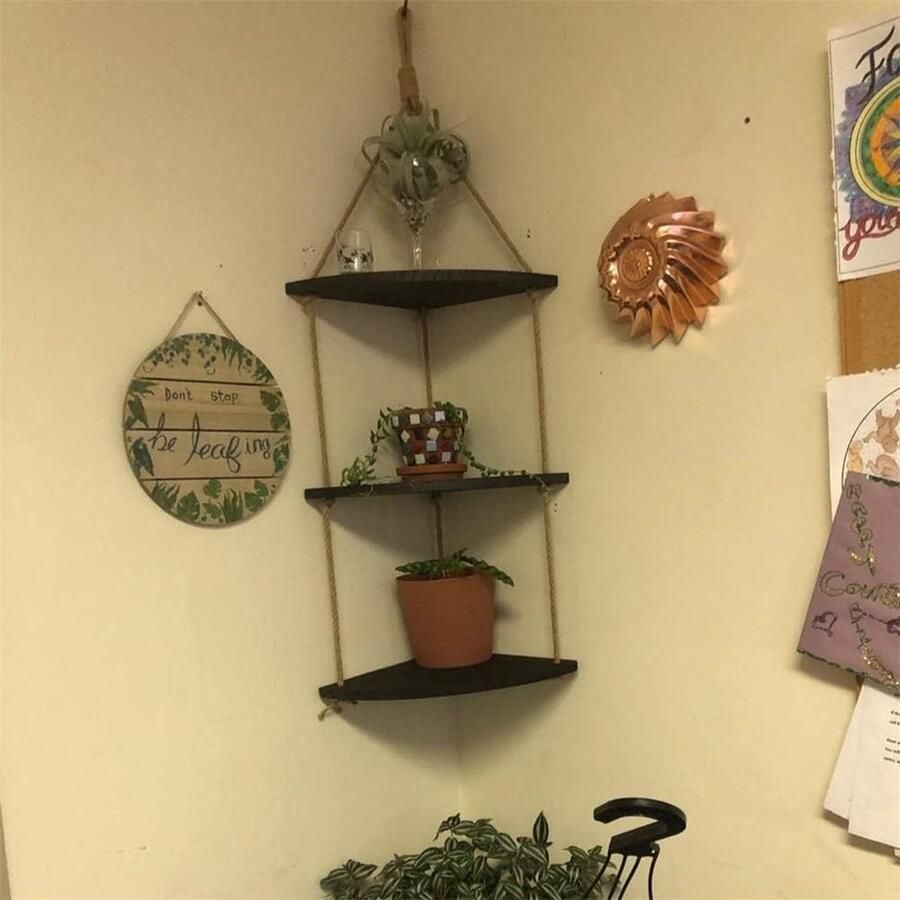 Wandrek Hoekplank stabiele plank voor presentatie voor woonkamer Veelzijdige wandrek Set of 3 - Foto 2