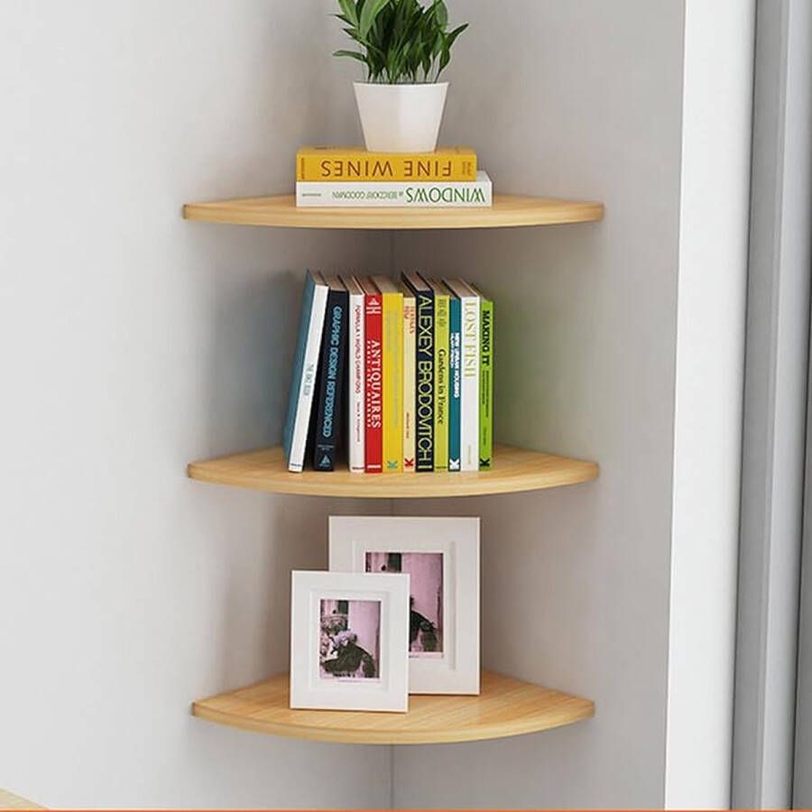 Wandrek Hoekplank stabiele plank voor presentatie voor woonkamer Veelzijdige wandrek Set of 3 - Foto 3