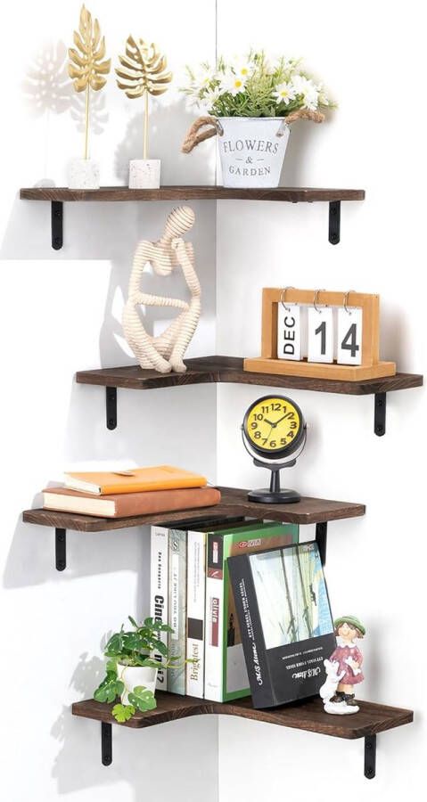 Wandrek Hoekplank stabiele plank voor presentatie voor woonkamer Veelzijdige wandrek Set of 4