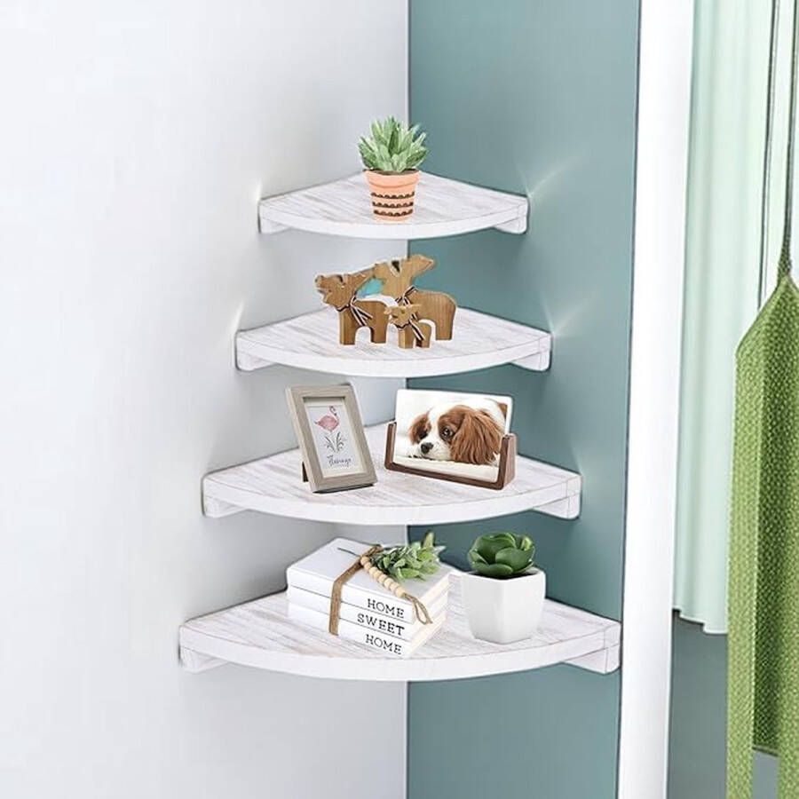 Wandrek Hoekplank stabiele plank voor presentatie voor woonkamer Veelzijdige wandrek set of 4