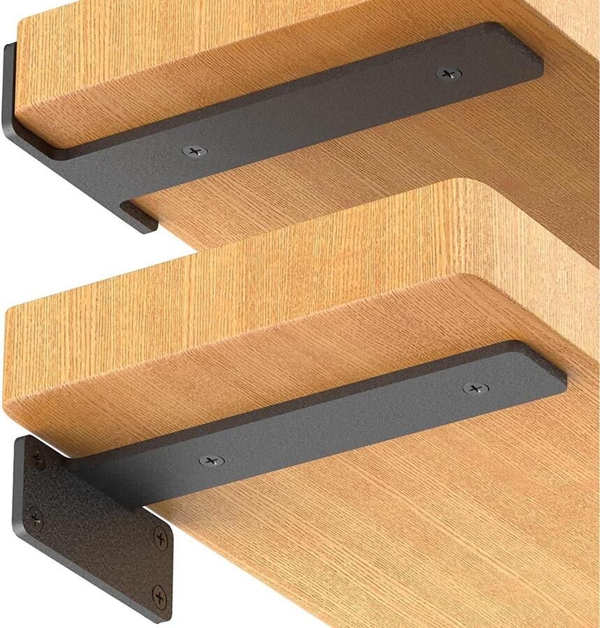 Wandrek Houder voor Plankhoek Vintage Industrieel 6 stuks Zwart