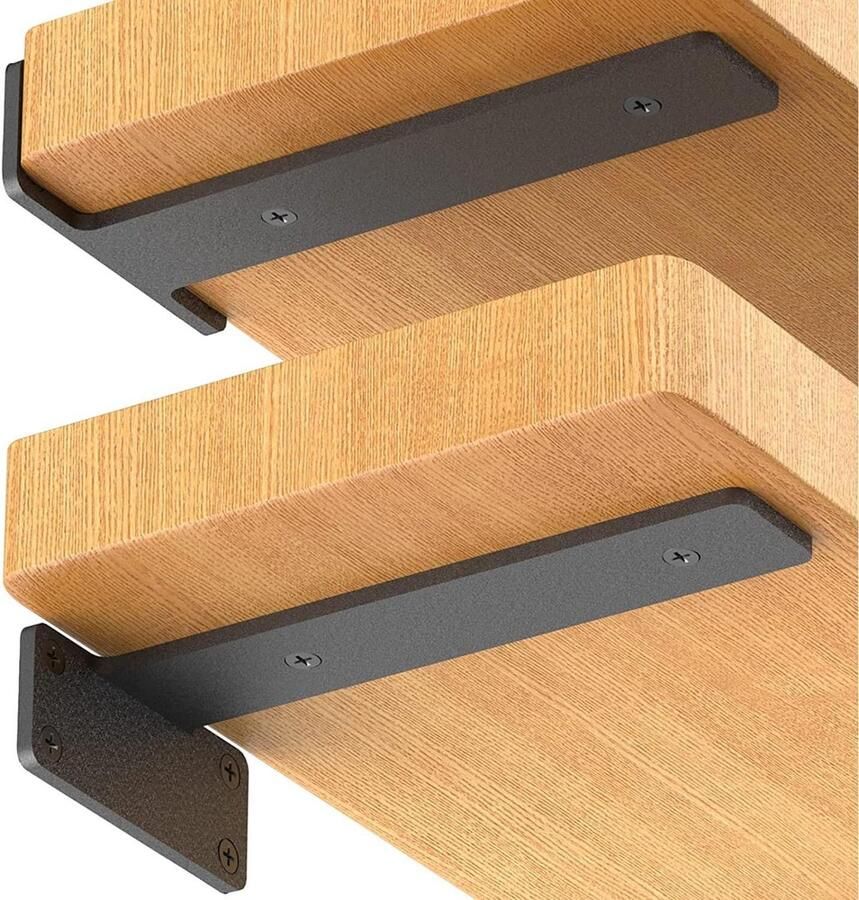 Wandrek houders voor plankhoek zware belasting onzichtbare bevestiging vintage industriële hoek wandmontage set van 6 stuks