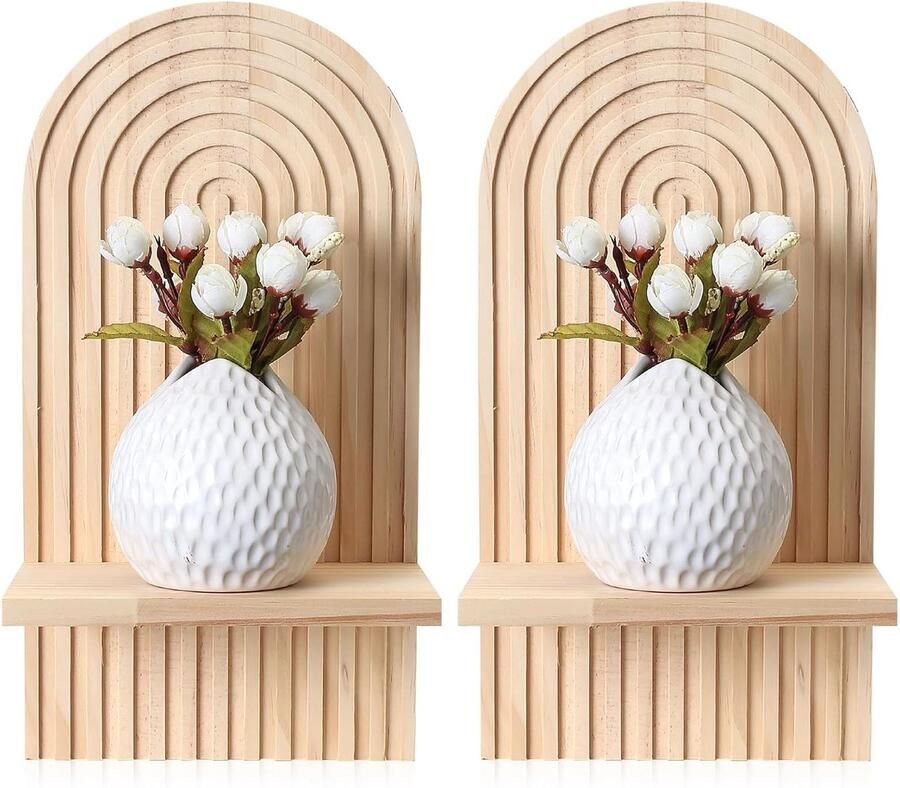 Wandrek Hout Boho Decoratie Uniek 3D-Design 1 stuk Natuurlijke kleuren 35 x 18 x 1 cm