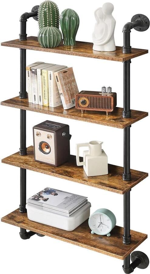 Wandrek Hout Retro industrieel design 60 cm Metalen frame