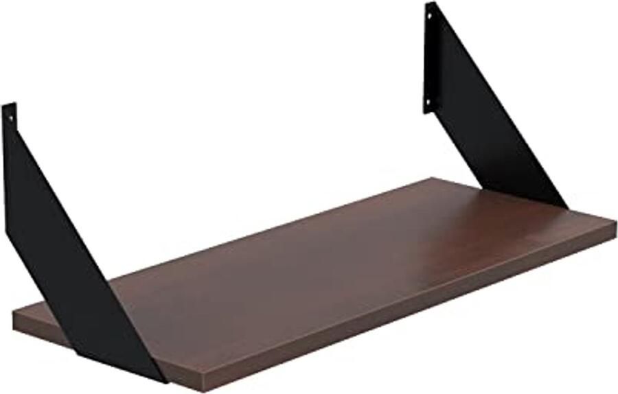 Wandrek industrieel design met houten planken en metalen beugels voor woonkamer slaapkamer en kantoor