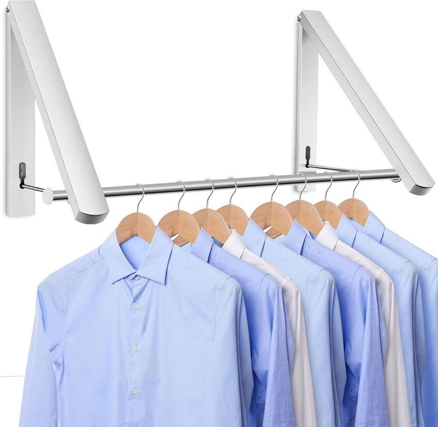 Wandrek inklapbaar wandhangers 2 stuks zilver aluminium