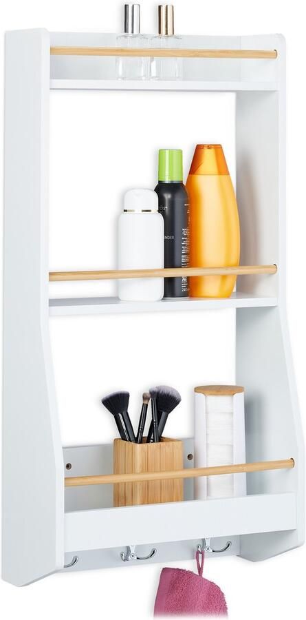 Wandrek keuken 75 x 38 5 x 17 5 cm 6 haakjes smal badkamer wit