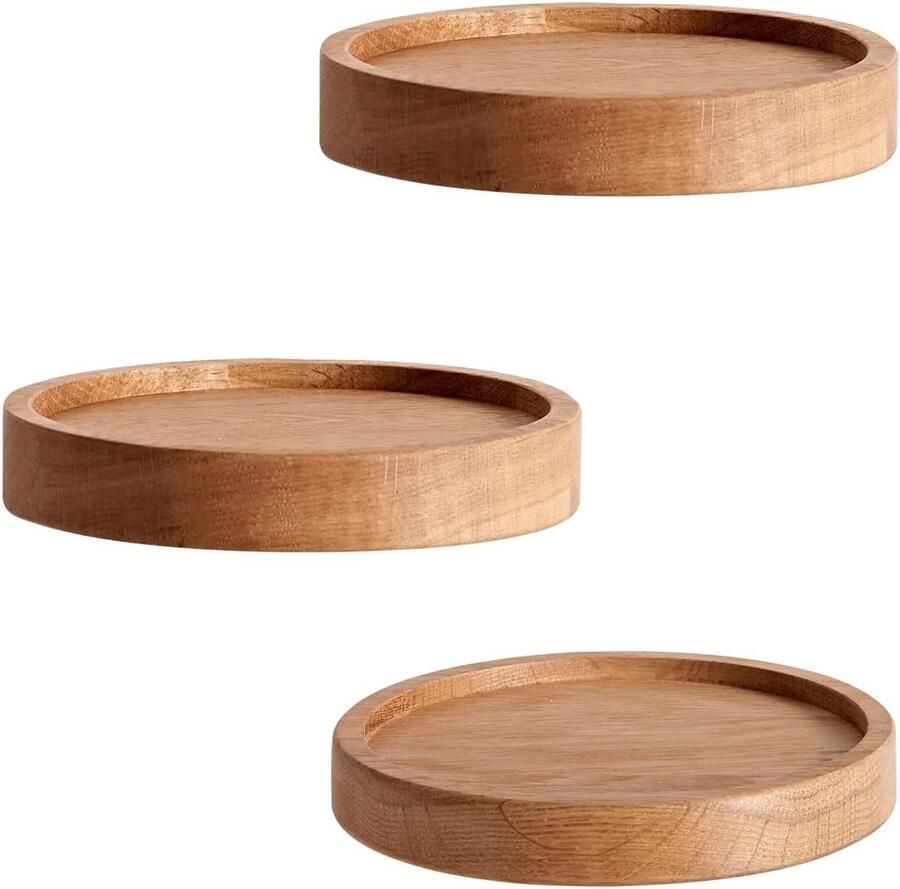 Wandrek klein rond eiken massief hout 3-delige set