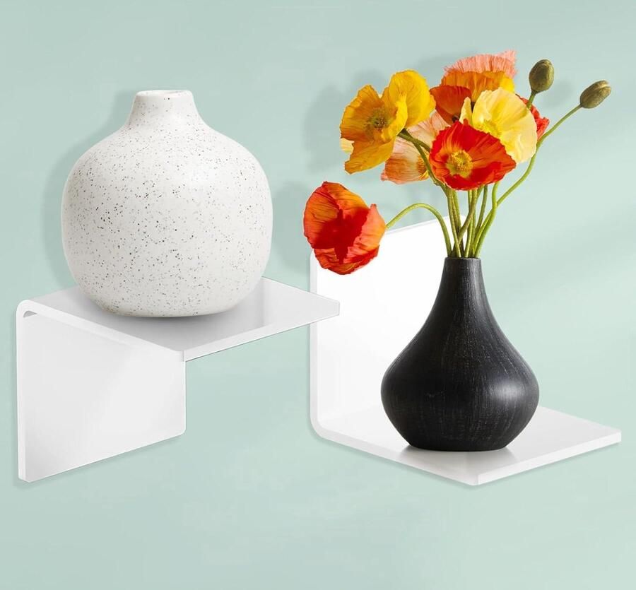 Wandrek Kleine Zwevende Planken 2 Stuks Wit Acryl