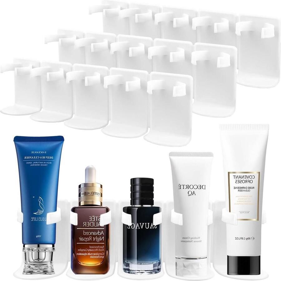 Wandrek kunststof 20 opbergvakken zelfklevend 4 stuks geschikt voor keuken en badkamer