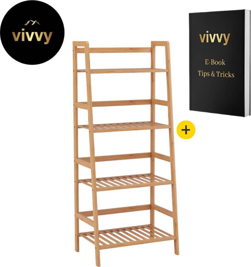 Wandrek Ladder Ladderrek 3 In 1 Boekenkast Ladder Industrieel 100% Tevredenheidsgarantie 4 Verdiepingen 48*32*116 Cm