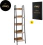 Wandrek Ladder Ladderrek 3 In 1 Boekenkast Ladder Industrieel 100% Tevredenheidsgarantie 5 Verdiepingen 60*35*184.5 Cm - Thumbnail 1