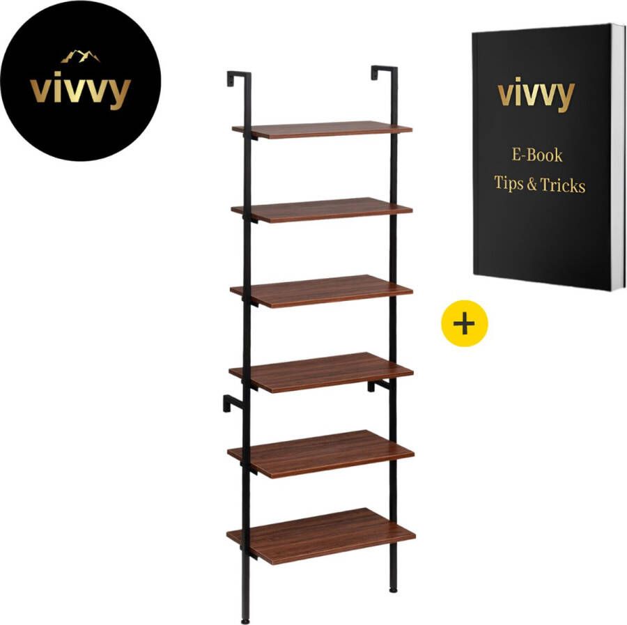 Wandrek Ladder Ladderrek 3 In 1 Boekenkast Ladder Industrieel 100% Tevredenheidsgarantie 6 Verdiepingen 56*1 7*30 Cm