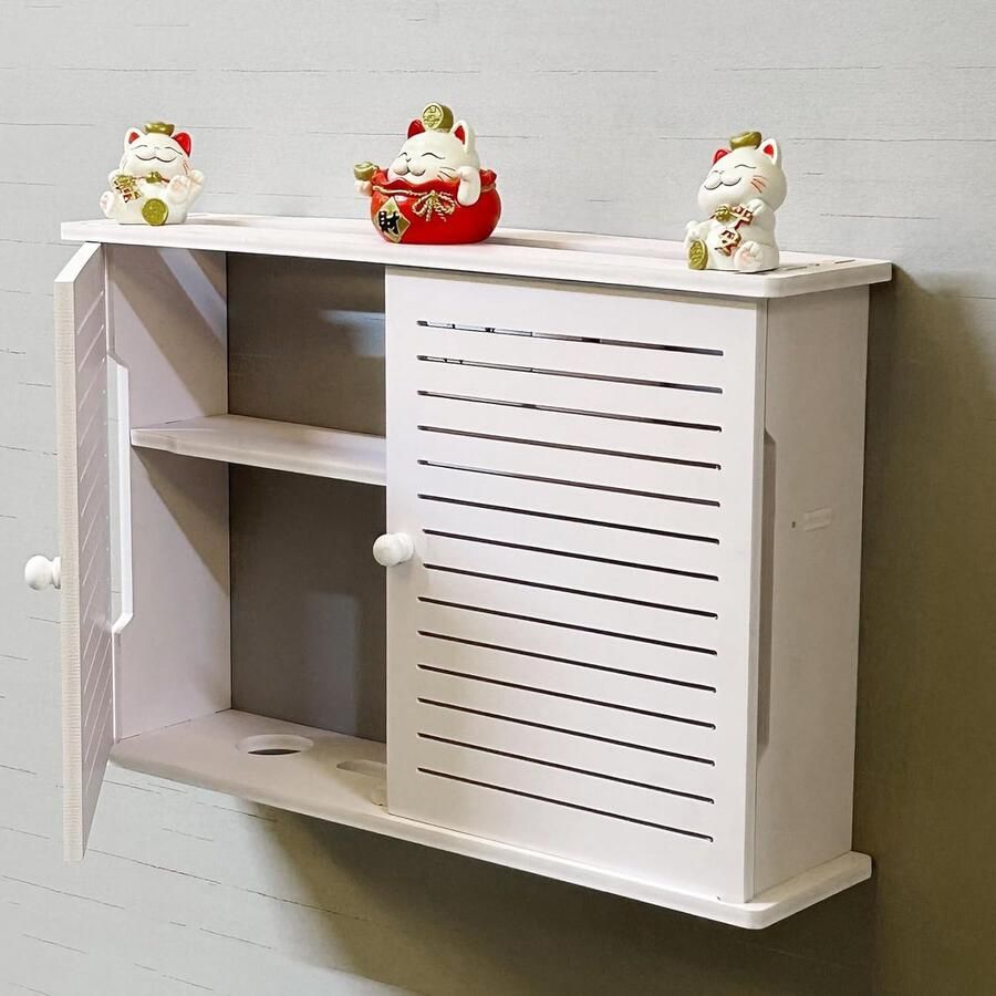 Wandrek met 2 niveaus elegante opbergoplossing 1 stuk wit hout