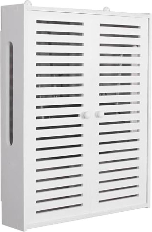 Wandrek met 2 niveaus voor wifi-router en kabelbox Elegante zwevende planken met dubbele deur voor geoptimaliseerde opslag