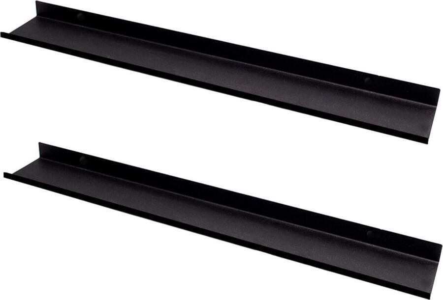 Wandrek met 2 zwevende planken modern en veelzijdig 2 stuks zwart metaal 110 cm