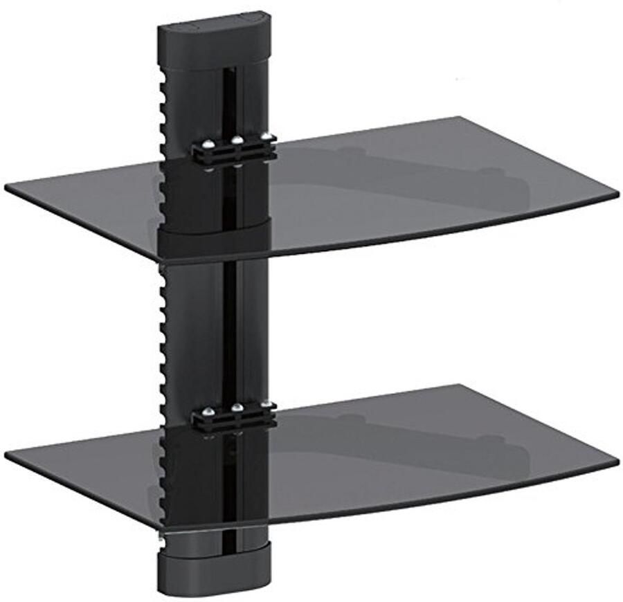 Wandrek met glazen planken voor hifi en dvd-spelers eenvoudig wandmontage 8 kg