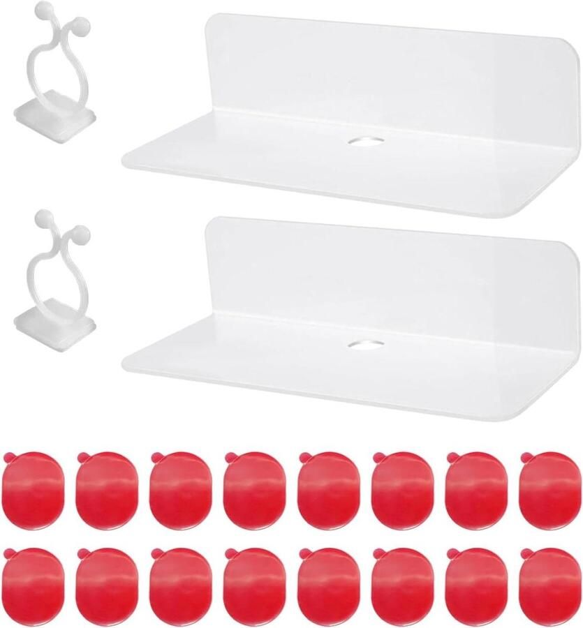 Allecto Premium Zwevend wandrek met vaste haken voor woonkamer keuken en badkamer Set van 2 stuks