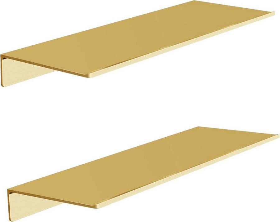 Wandrek metaal decoratief zwevend rek set van 2 geborsteld gouden wandrek 40 cm plank wandmontage doucheplank planken voor muren voor presentatie voor slaapkamer woonkamer badkamer kantoor