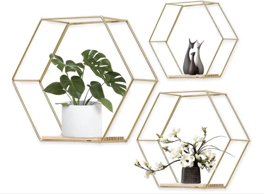 Wandrek metaal set van 3 gouden decoratie hangrek loft wandrek voor wanddecoratie in woonkamer slaapkamer badkamer
