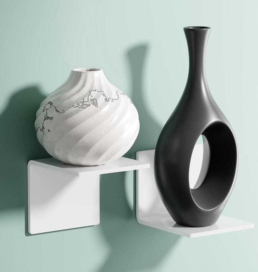 Wandrek mini Zwevende planken 2 stuks Wit Acryl 10 cm breed